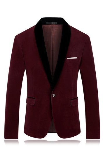 Mäns Blå Sjal Kavajslag En knapp Prom Kavaj